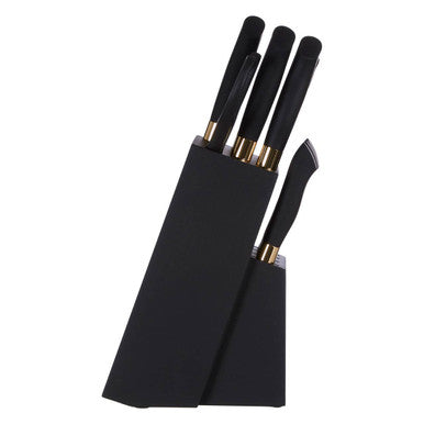 11-Piece Black & Gold Knife Set with Block | Corisco by Orsina