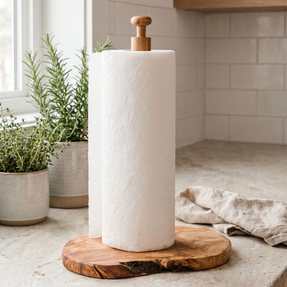 Olive Wood Kitchen Roll Holder | Kora by Orsina