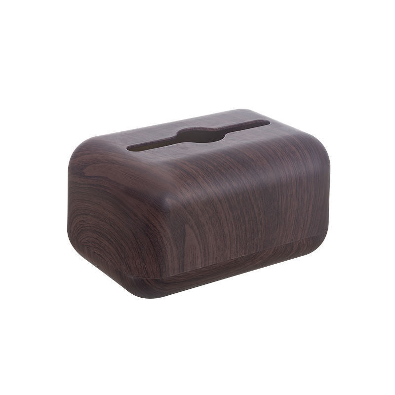 Desktop Tissue Box with Walnut Wood Grain Design