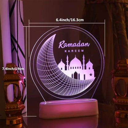 3D Illusion Ramadan Mubarak Night Light with Remote