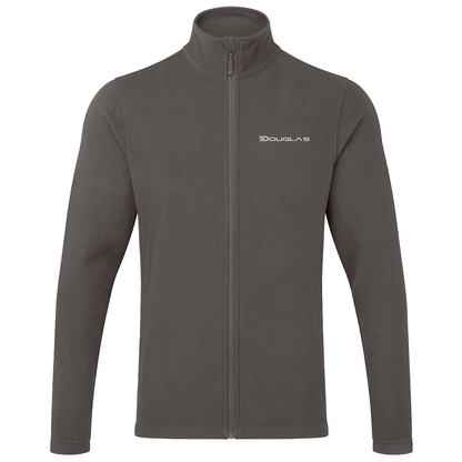 Douglas Men's Full-Zip Microfleece in Dark Grey, front view with chest branding