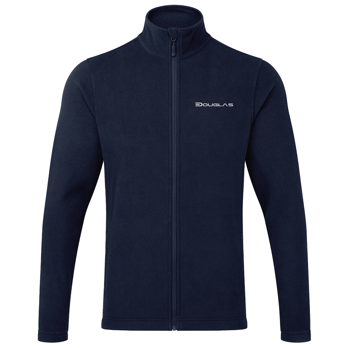 Douglas Men's Full-Zip Microfleece in Navy, front view with chest branding