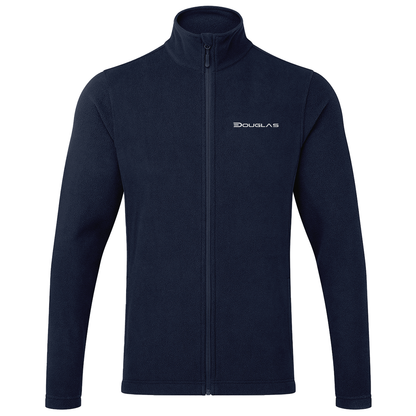 Douglas Men's Full-Zip Microfleece in Navy, front view with chest branding