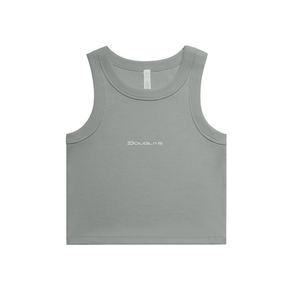 Douglas Women's Organic Rib Crop Tank – DTF - Front on white background