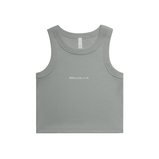 Douglas Women's Organic Rib Crop Tank – DTF - Front on white background