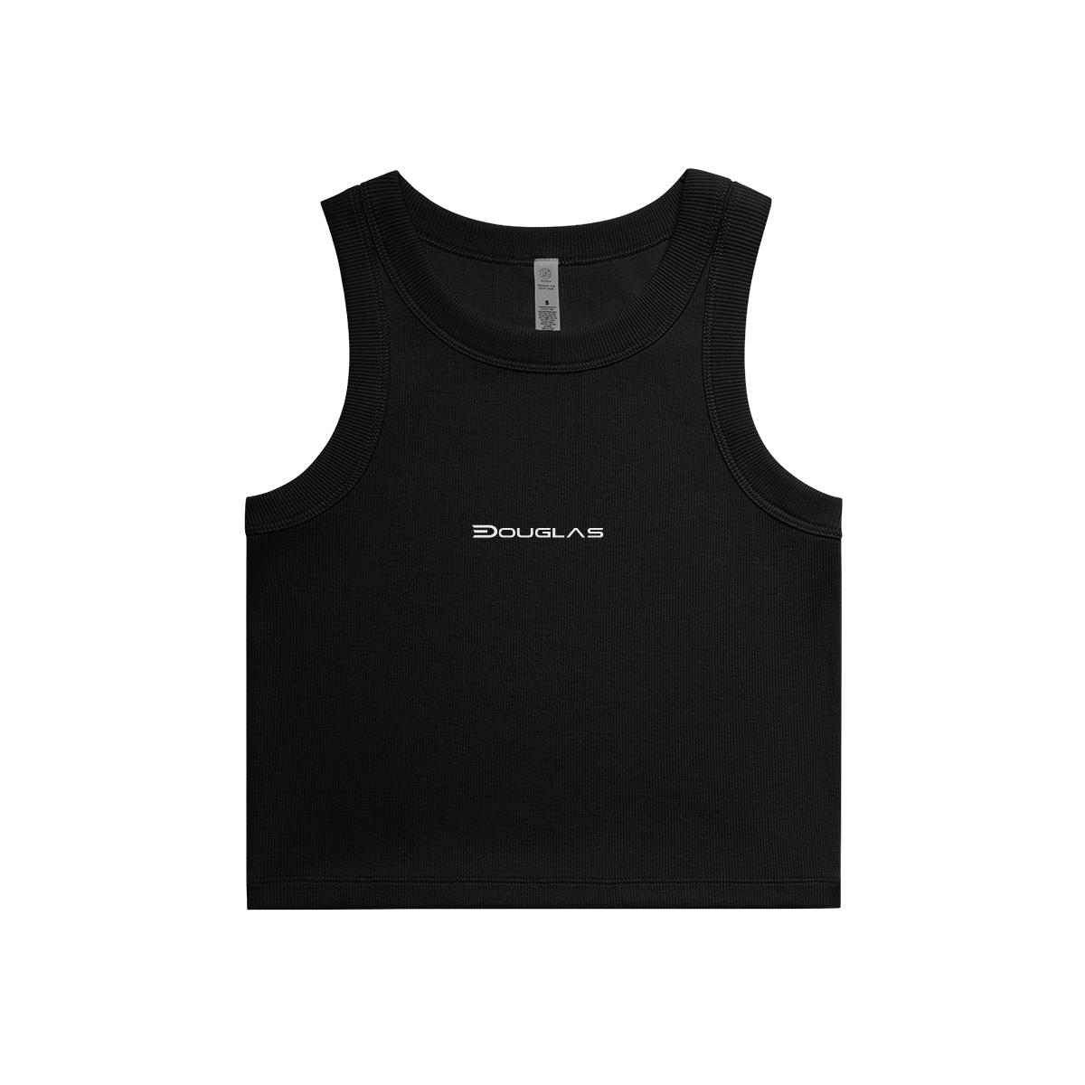 Douglas Women's Organic Rib Crop Tank – DTF - Front on white background