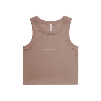 Douglas Women's Organic Rib Crop Tank – DTF - Front on white background