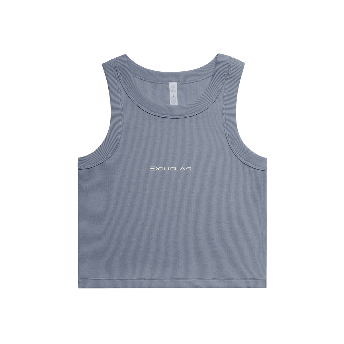 Douglas Women's Organic Rib Crop Tank – DTF - Front on white background