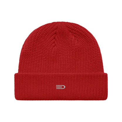 Douglas Ribbed Beanie, front view showing Douglas branding