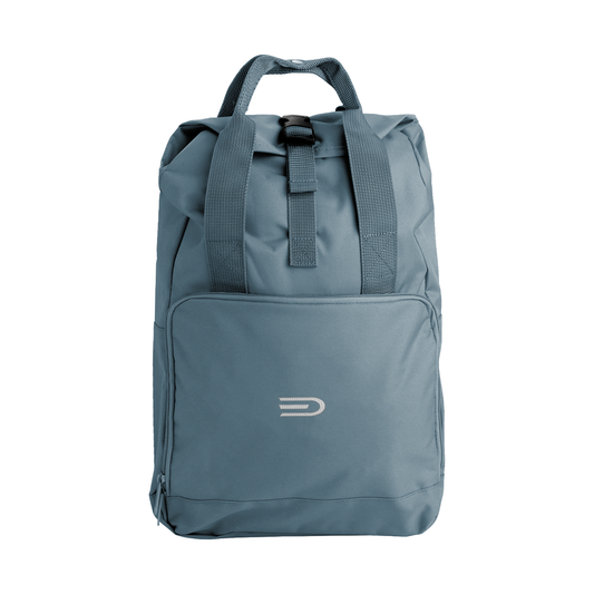 Douglas Roll-Top Backpack in Airforce Blue, front view on a white background