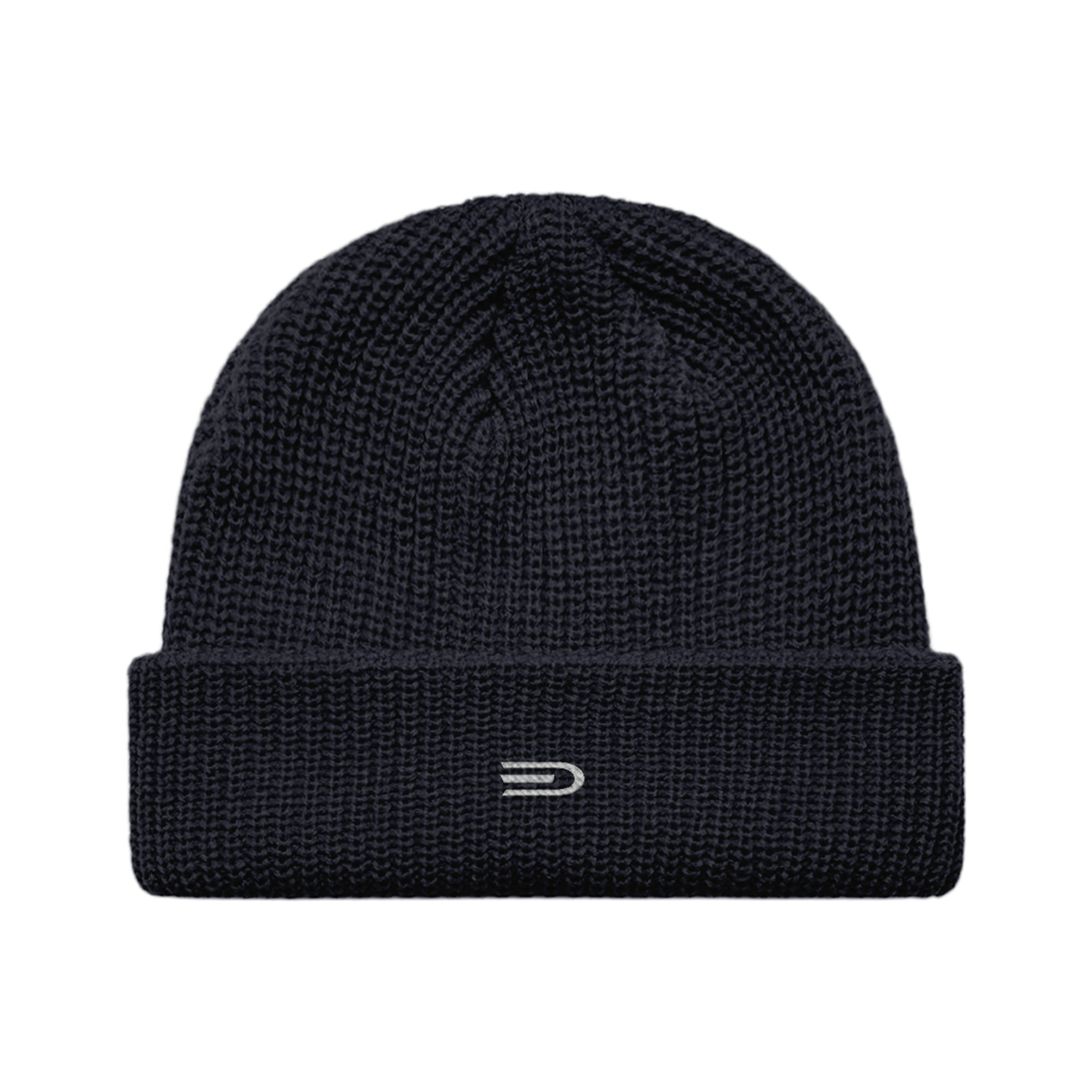 Douglas Ribbed Beanie, front view showing Douglas branding