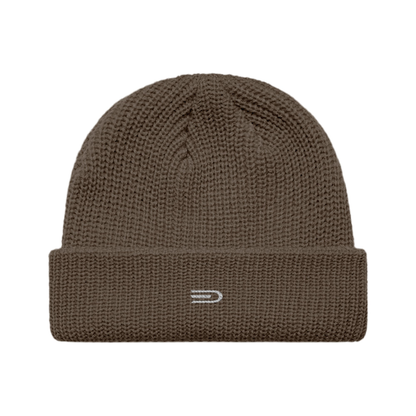 Douglas Ribbed Beanie, front view showing Douglas branding