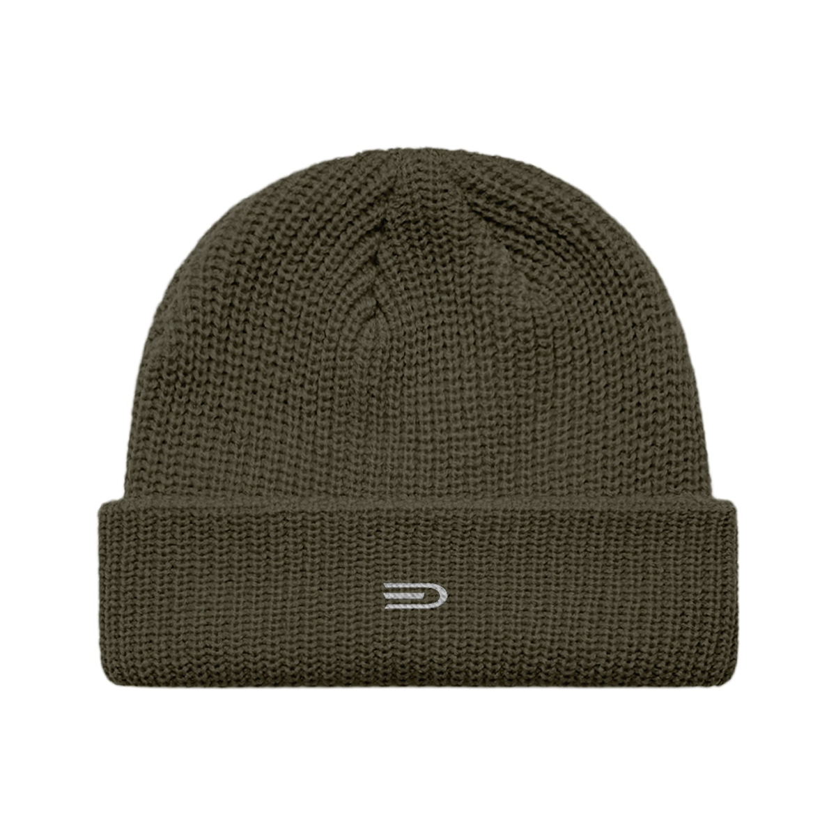 Douglas Ribbed Beanie, front view showing Douglas branding